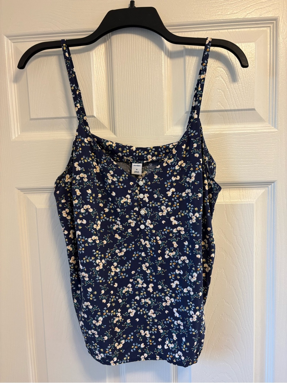 Old Navy Navy Floral Button-Front Tank size medium